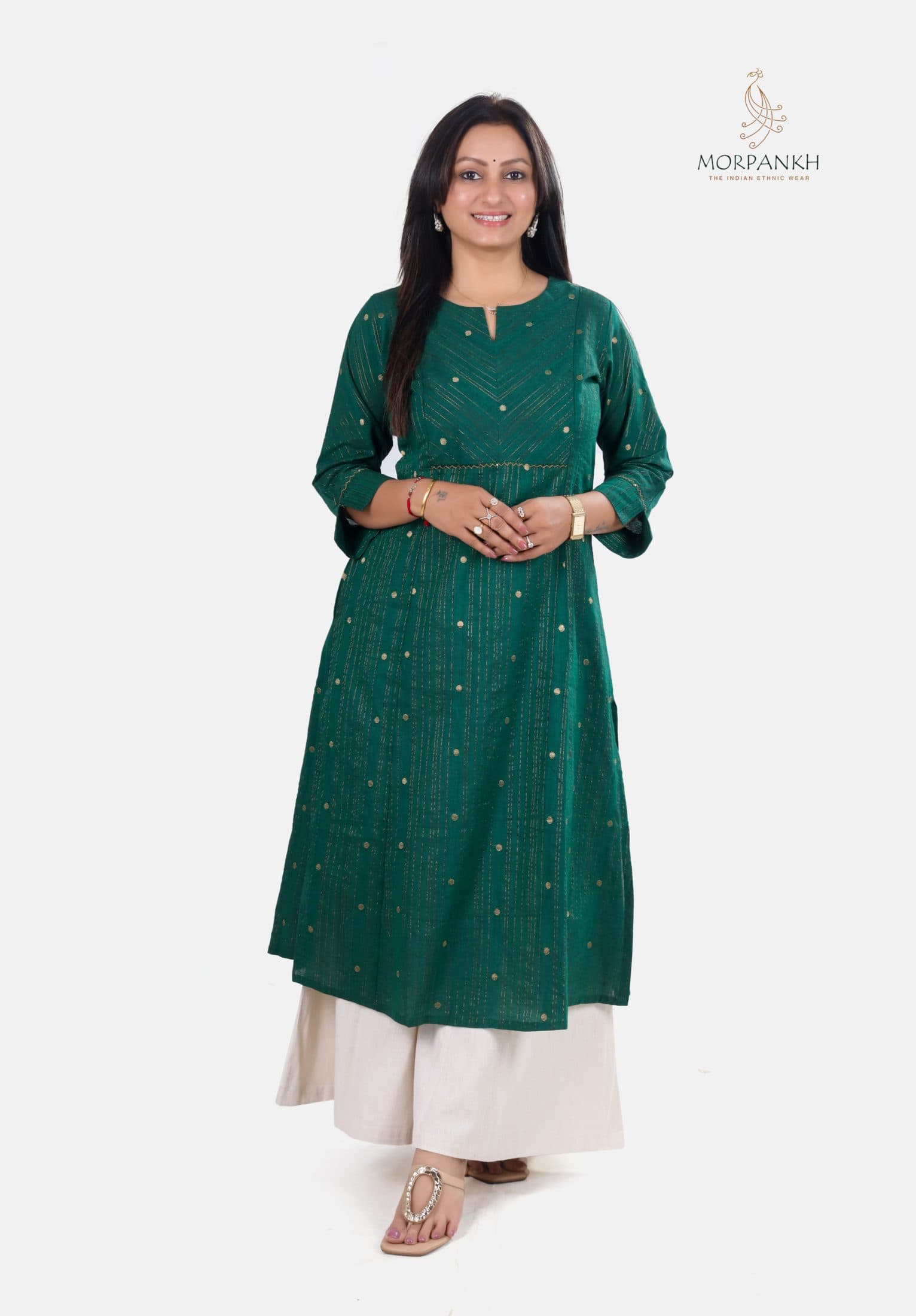 Deep Green A-Line Ethnic Kurti
