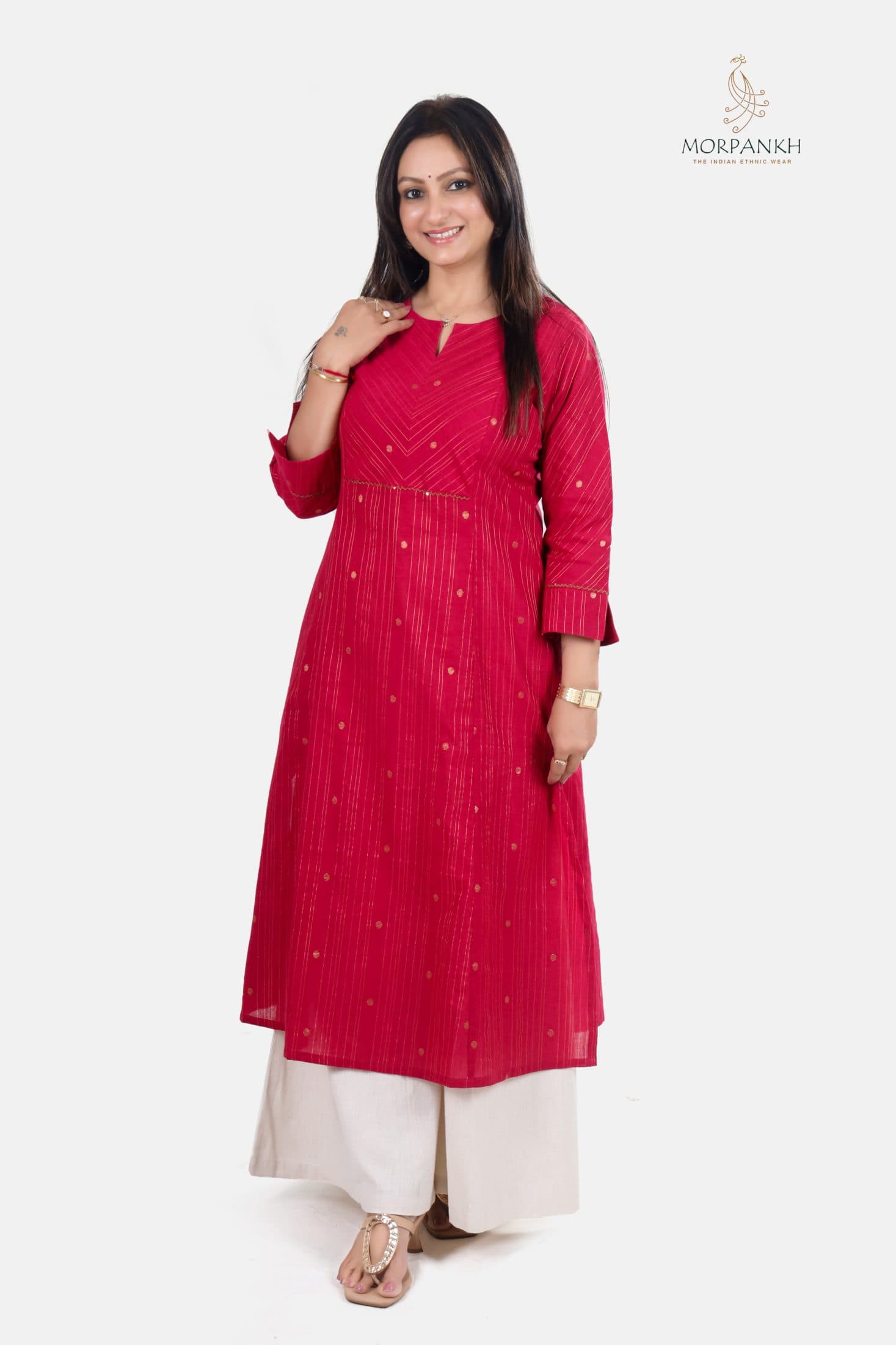 Deep Rani Pink A-Line Ethnic Kurti