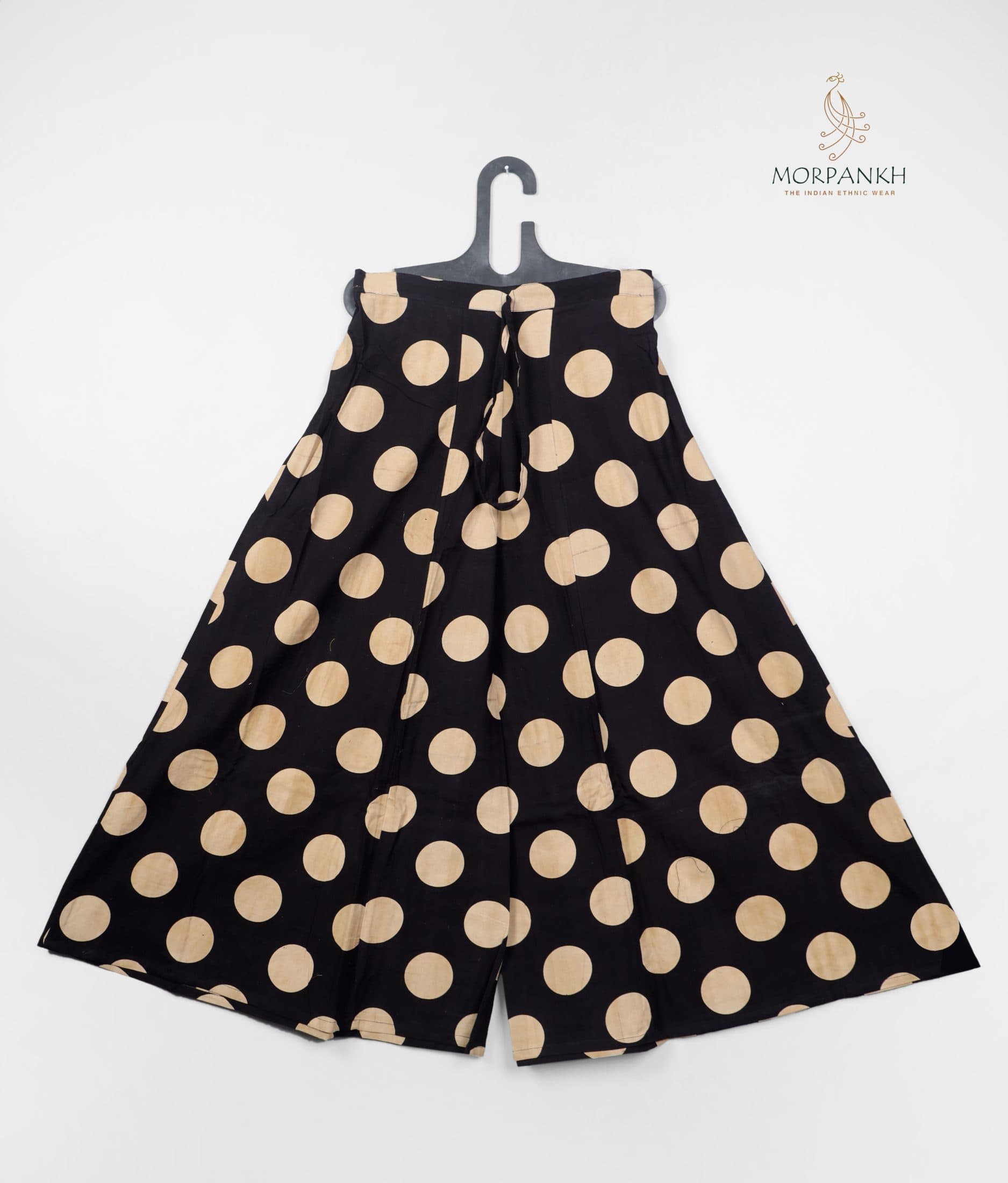 Black & Beige Cotton Polka Print Palazzo