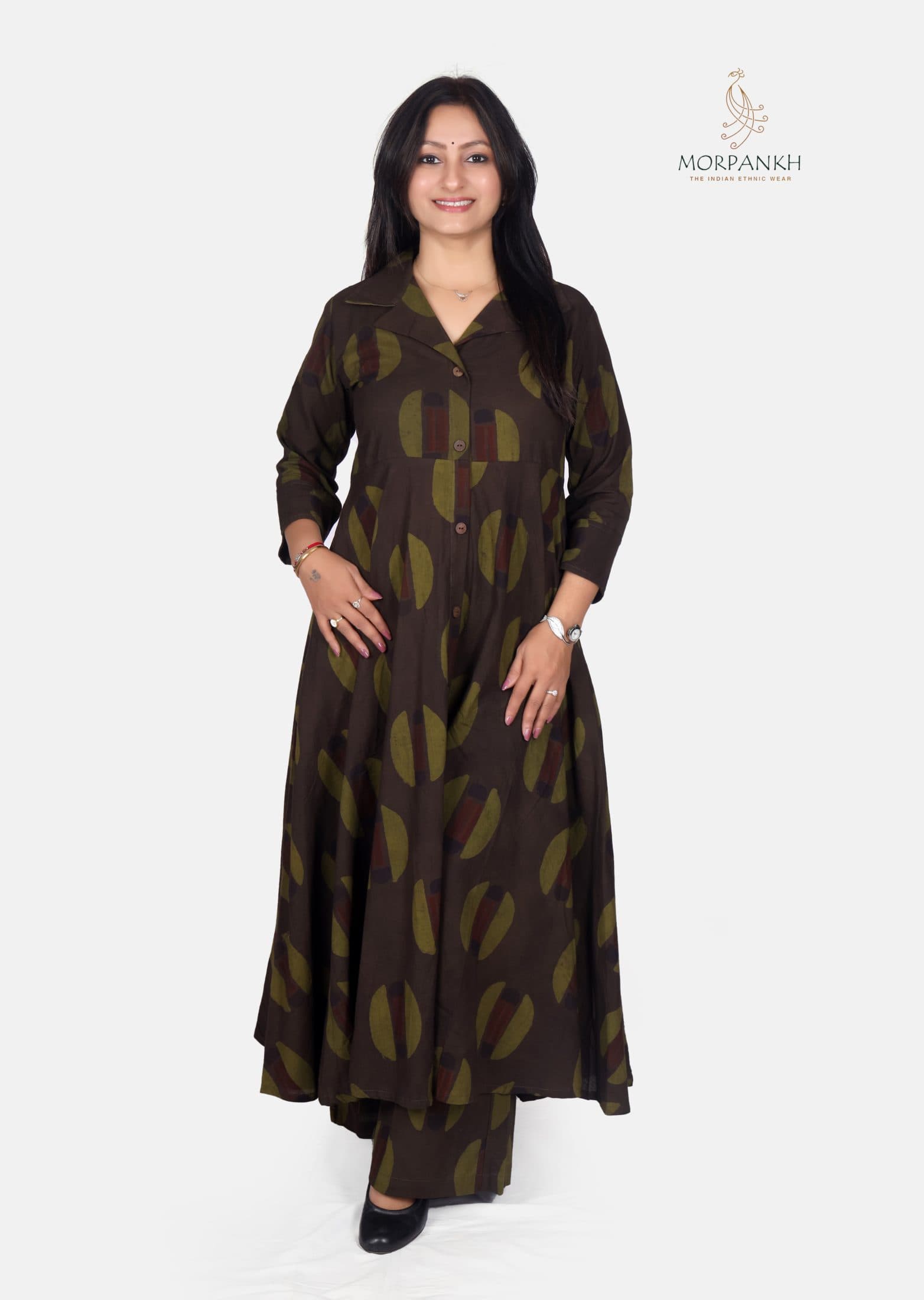 Eco-Friendly Cotton Geometric Print Kurti Plazzo Set