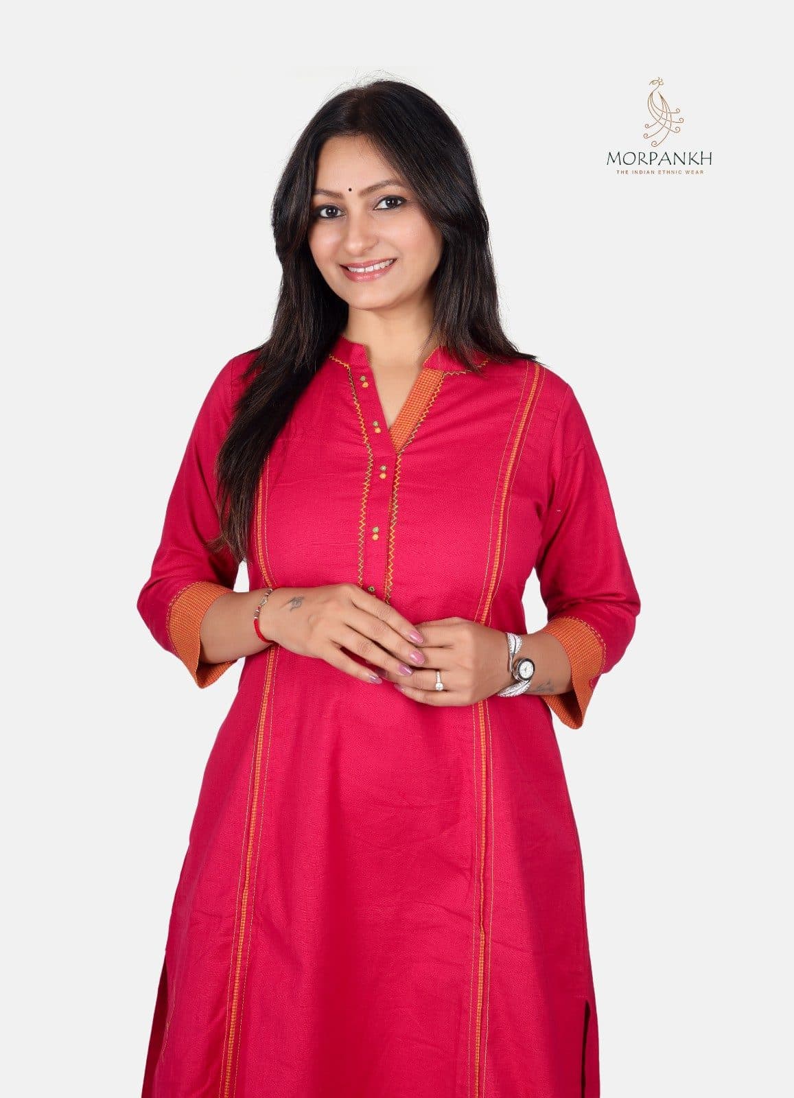 Cotton Pink Princess Cut Kurti Plazzo Set